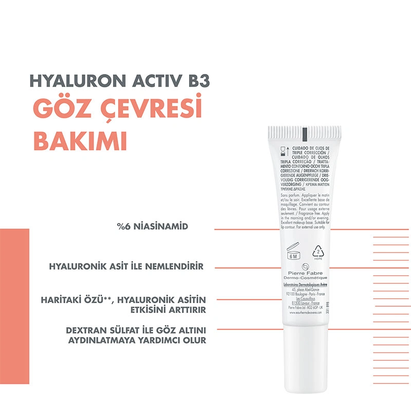 Avene Hyaluron Activ B3 Üçlü Düzeltici Gözaltı Kremi 15 ml - 3