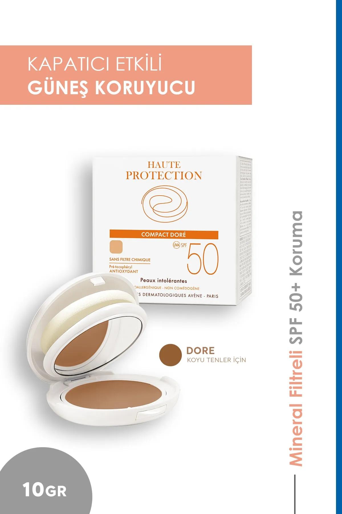 Avene Spf 50 Compact Teintee Dore Koyu Renkli Güneş Koruyucu Fondoten - 1