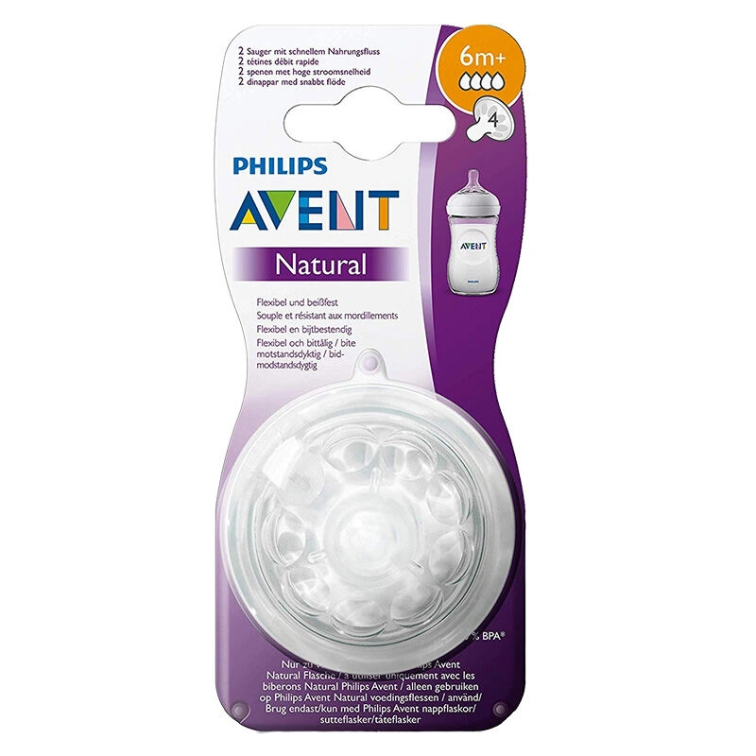 Avent Natural Biberon Emziği 6+ Ay 2′li 4 Numara - 1