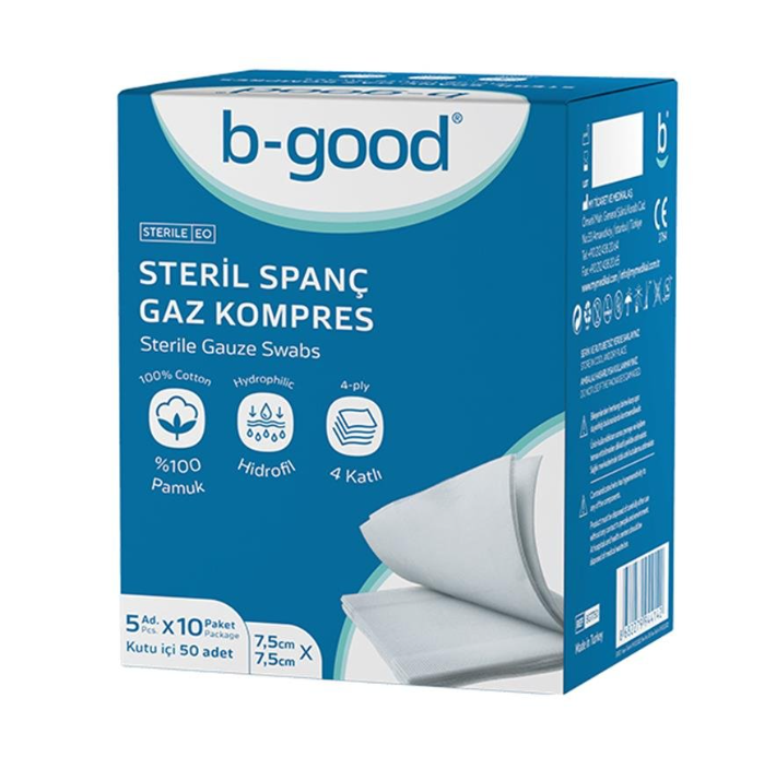 B-Good Steril Spanç Gaz Kompres 7,5*7,5 50'li - 1