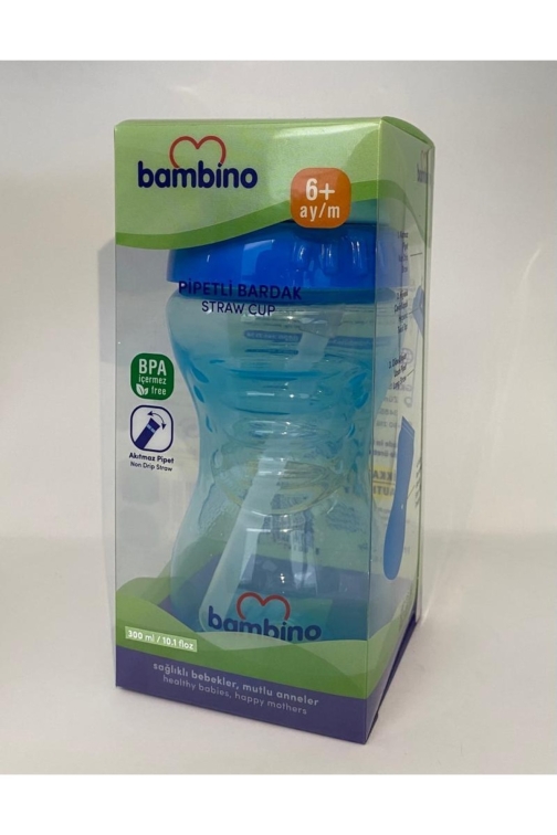 Bambino Pipetli Bardak Mavi 300 ml - 1