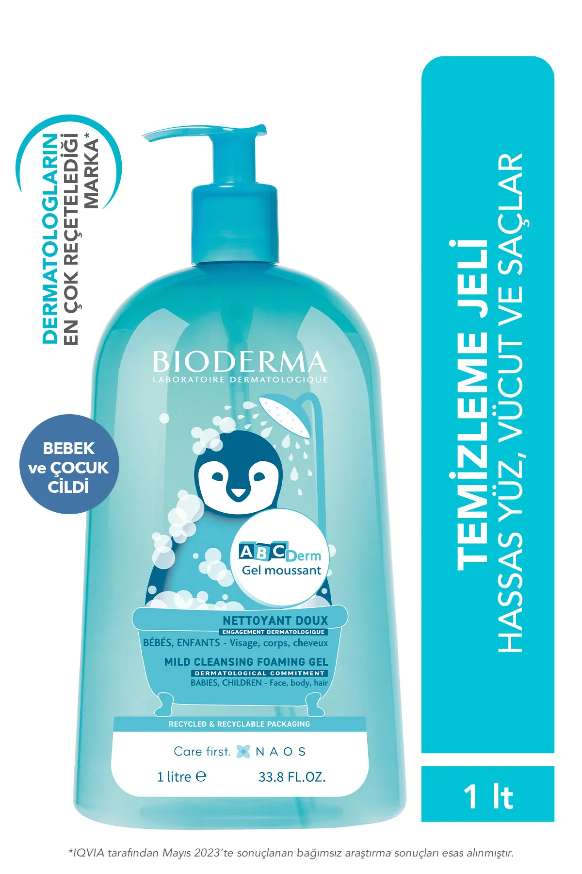 Bioderma Abcderm Foaming Gel Temizleme Jeli 1 Litre - 1