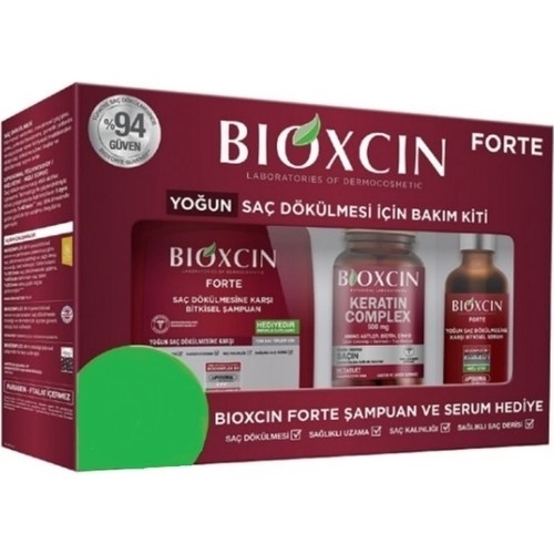 Bioxcin Forte Saç Bakım Kiti Yoğun Saç Dökülmesi İçin (300 ml Şampuan & 50 ml Serum & Keratin Complex 60 Tablet) - 1