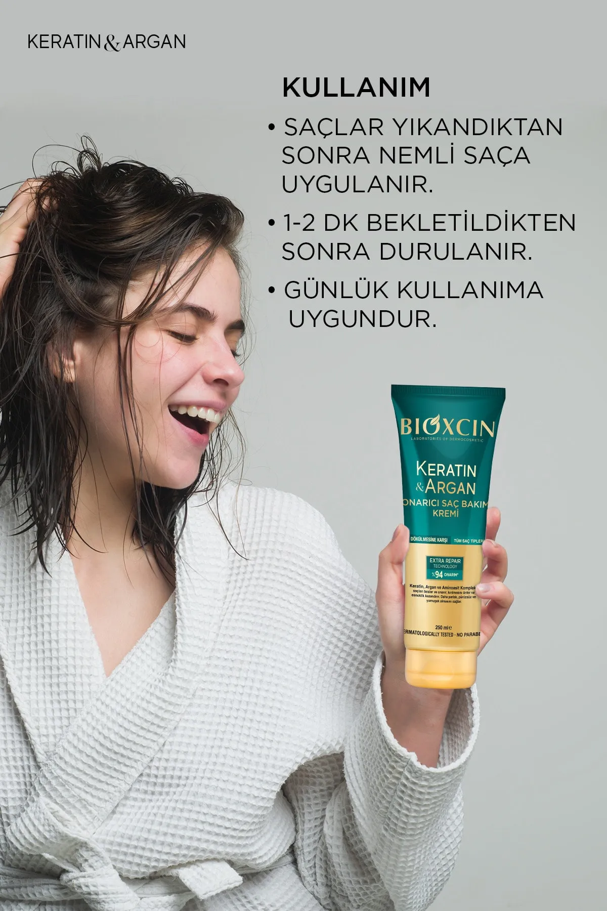 Bioxcin Saç Bakım Kremi Onarıcı Keratin & Argan 250 ml - 8