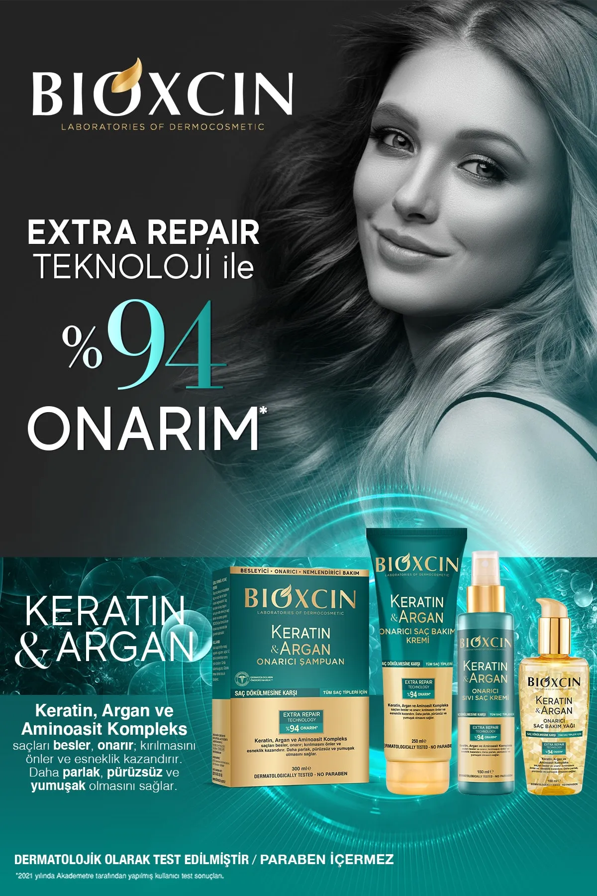 Bioxcin Saç Bakım Kremi Onarıcı Keratin & Argan 250 ml - 7