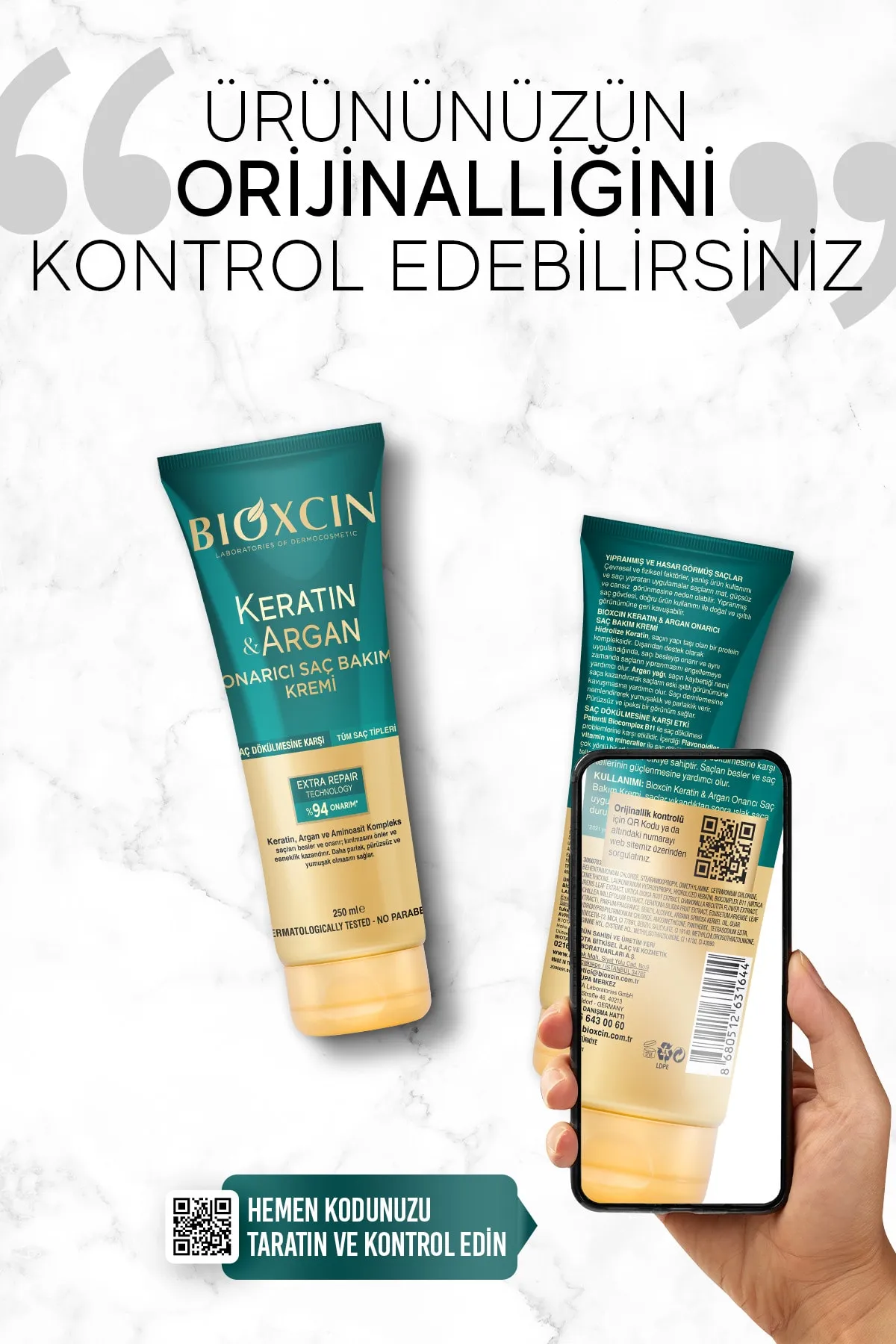 Bioxcin Saç Bakım Kremi Onarıcı Keratin & Argan 250 ml - 3