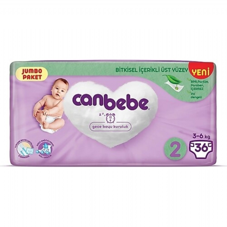 Canbebe Bebek Bezi Jumbo Paket No: 2 3-6 kg 36'lı - 1