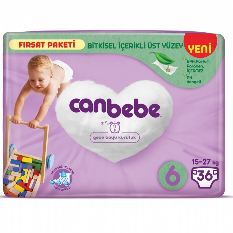 Canbebe Bebek Bezi 15+ kg 6 Numara Extra Large 36'lı - 1