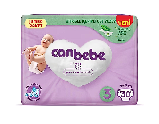 Canbebe Bebek Bezi Jumbo Paket No: 3 4-9 kg 30'lu - 1