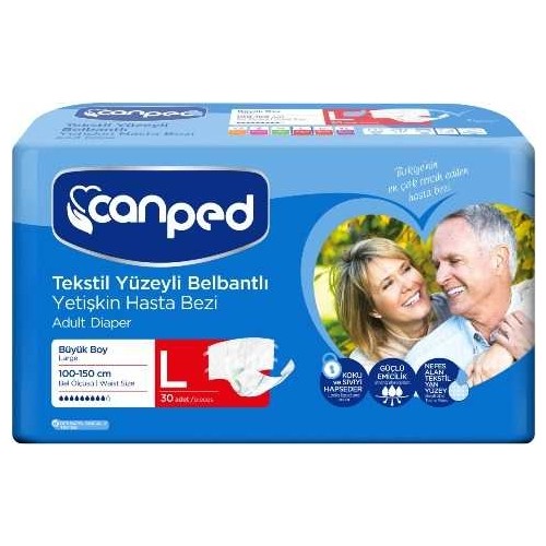 Canped Tekstil Yüzeyli Belbantlı Yetişkin Hasta Bezi Large 30'lu - 3