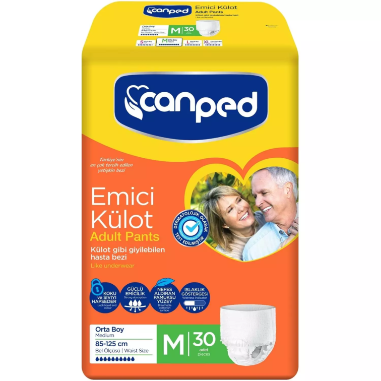 Canped Emici Külot Orta Boy M Beden 30'lu Yetişkin Hasta Bezi - 1