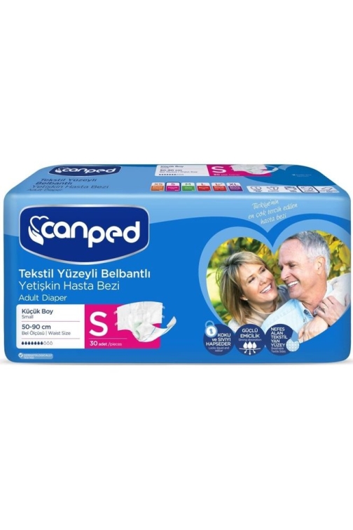 Canped Tekstil Yüzeyli Belbantlı Hasta Bezi Small 30'lu - 1