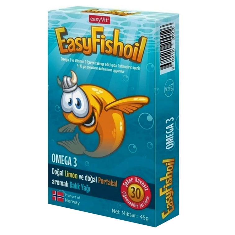 Easy Fish Oil Portakal ve Limon Aromalı Balık Yağı ve D Vitamini 30 Çiğnenebilir Form - 1