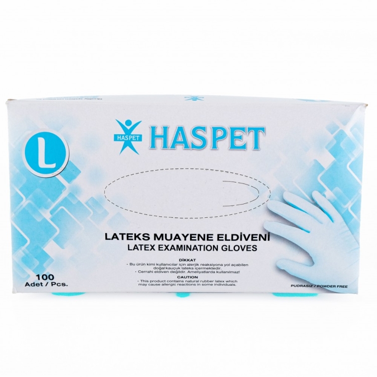 Haspet Lateks Muayene Eldiveni Pudrasız Large 100'lü - 1