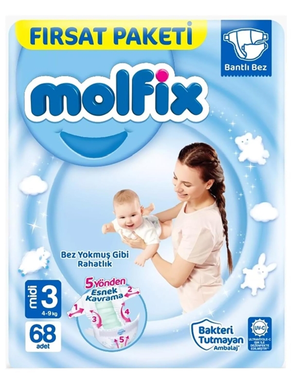 Molfix Bebek Bezi Fırsat Paketi 3 Beden 4-9 Kg 68 Adet - 1