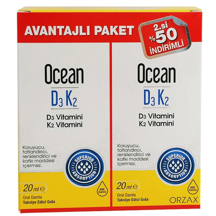 Orzax Ocean D3 K2 20 ml Takviye Edici Gıda Avantajlı Paket - 1