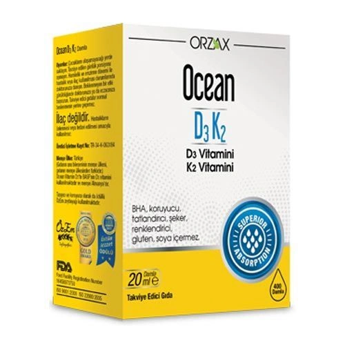 Orzax Ocean D3K2 Vitamin Damla 20 ml - 1