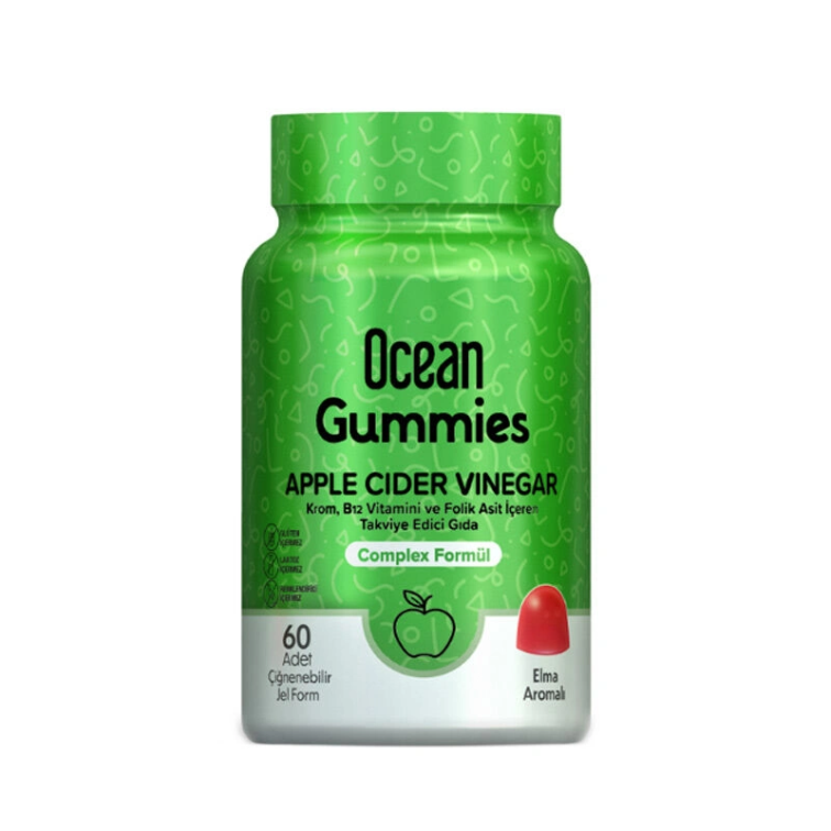 Orzax Ocean Gummies Apple Cider Vinegar Takviye Edici Gıda 60 Adet Çiğnenebilir Form - 1