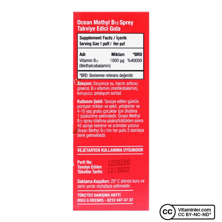 Orzax Ocean Methyl B12 Sprey 1000 mg 10 ml - 3