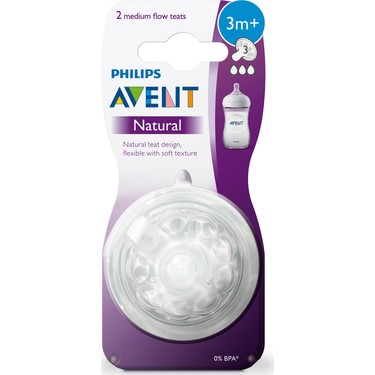 Avent Natural Biberon Emziği Orta Akış 3 Ay+ 2'li - 1