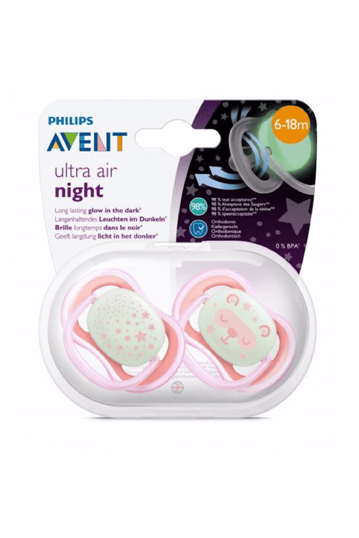 Avent SCF376/22 Ultra Air Night 6-18 Ay Emzik Kız 2'li - 1