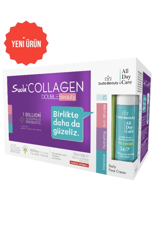 Suda Collagen Double Beauty (30 Şase Karpuz Kolajen & Suda Beauty All Day Care Yüz Kremi 50ml) - 1