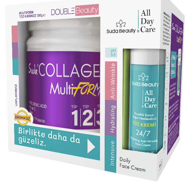 Suda Collagen Double Beauty (Multiform Kolajen 300 gr & Suda Beauty All Day Care Yüz Kremi 50ml) - 1