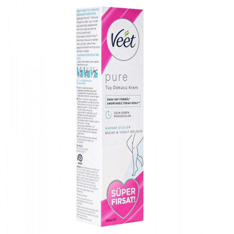 Veet Pure Hassas Ciltler İçin Tüy Dökücü Krem 200 ml - 1