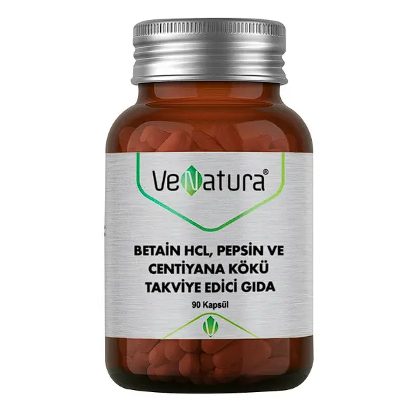 VeNatura Betain HCL, Pepsin ve Centiyana Kökü Takviye Edici Gıda 90 Kapsül - 1