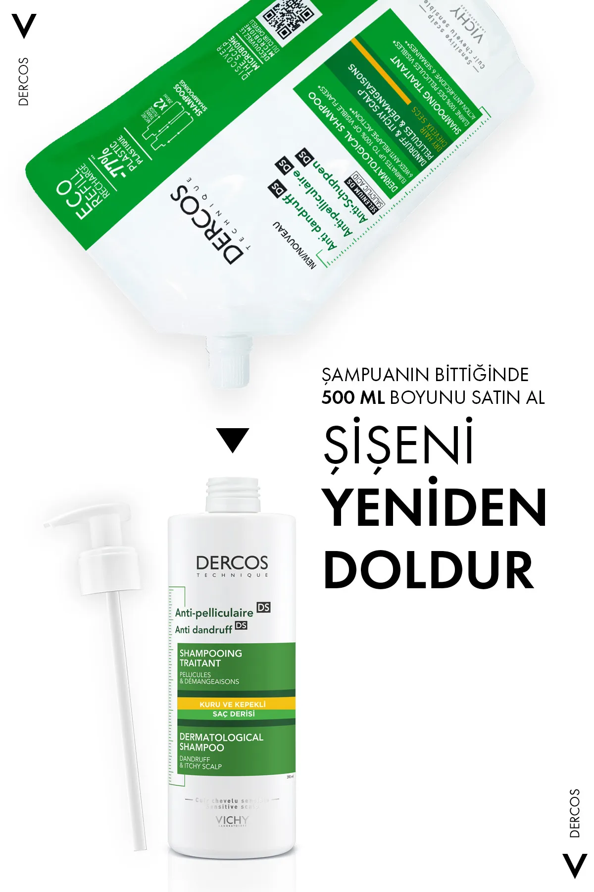 Vichy Dercos Anti Dandruff Kepek Karşıtı Şampuan 390 ml - Kuru Saçlar - 3