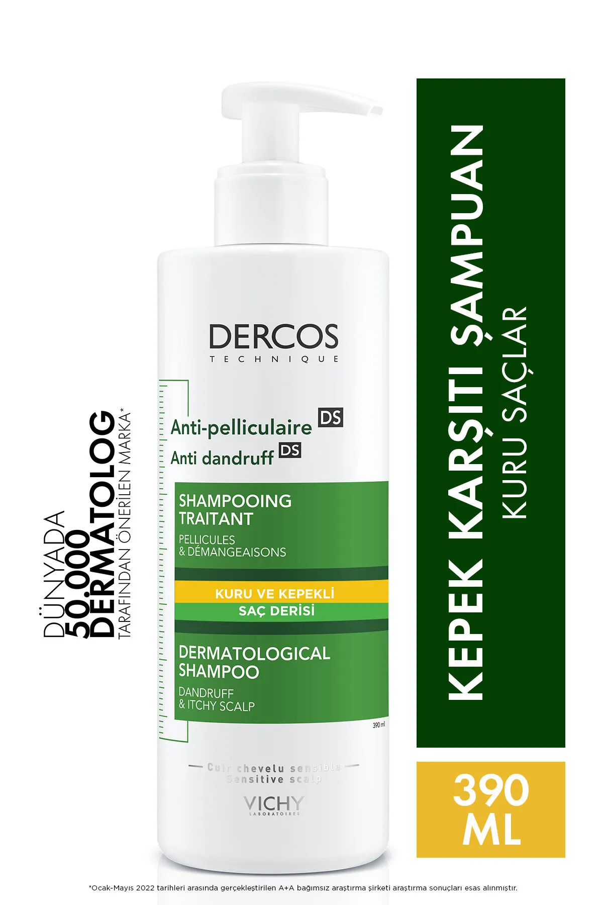 Vichy Dercos Anti Dandruff Kepek Karşıtı Şampuan 390 ml - Kuru Saçlar - 1