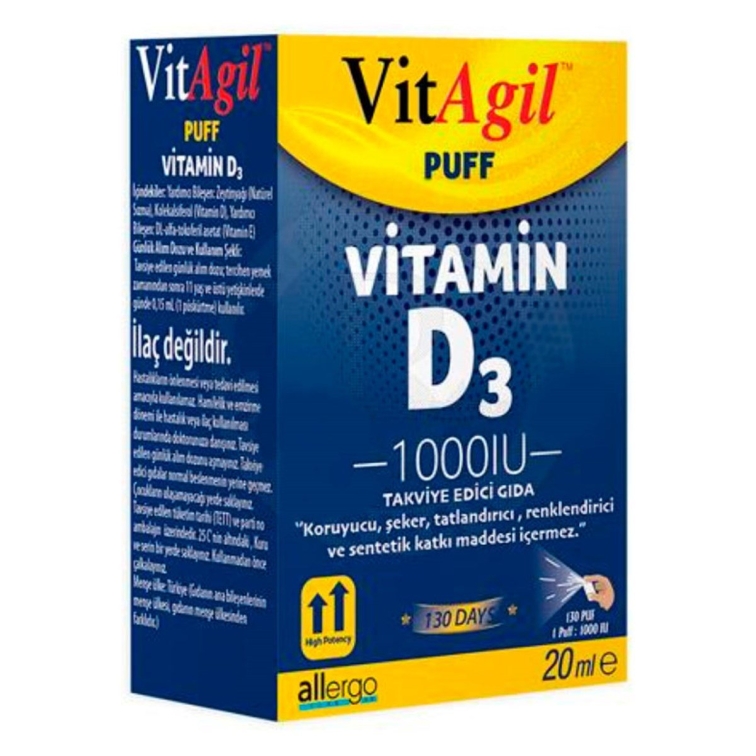 Vi̇tagi̇l Puff Vi̇tami̇n D3 1000 IU 20 ml - 1