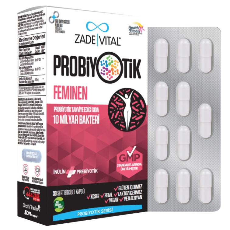 Zade Vital Probiyotik Feminen 30 Sert Kapsül - 1