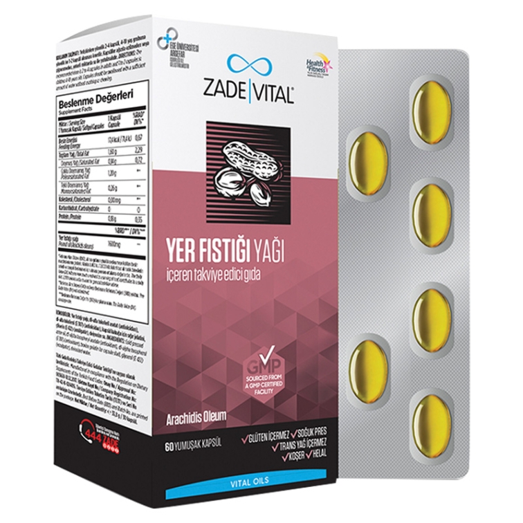 Zade Vital Fıstık Yağı 800 mg 60 Yumuşak Kapsül - 1