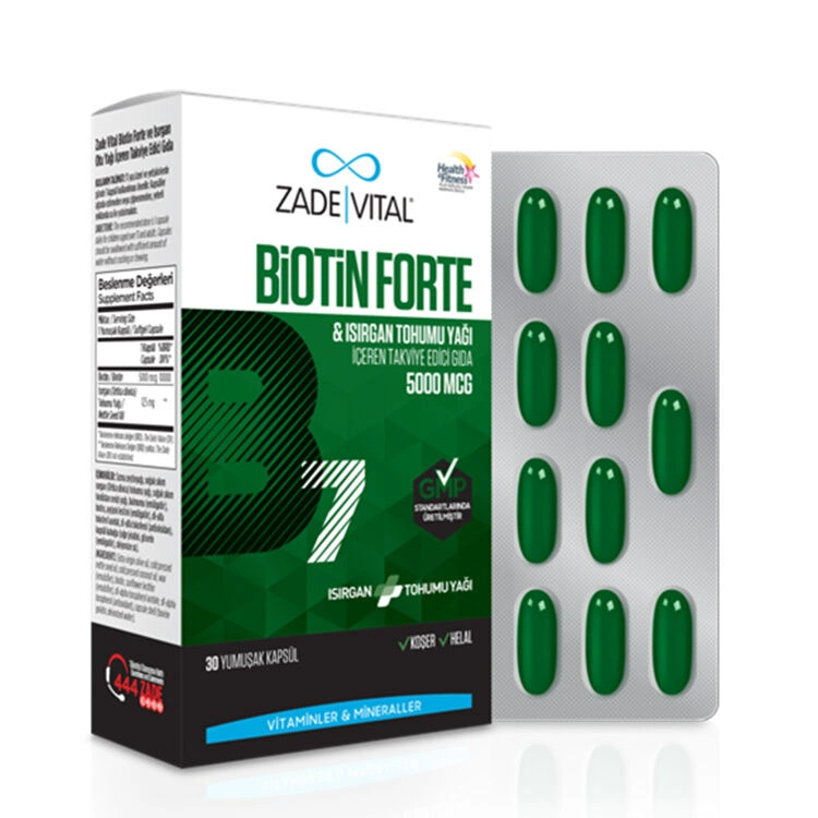 Zade Vital Biotin Forte 5000 mcg 30 Yumuşak Kapsül - 1