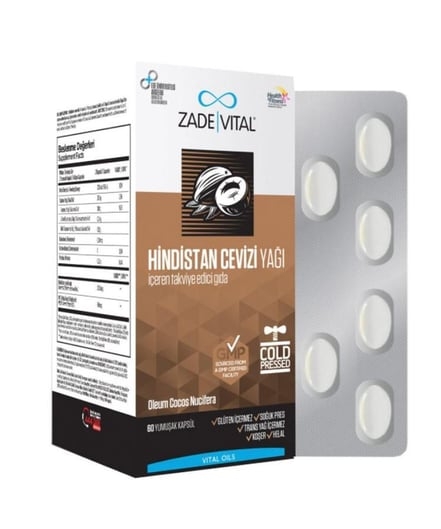 Zade Vital Hindistan Cevizi Yağı 1000 Mg 60 Blister Kapsül - 1