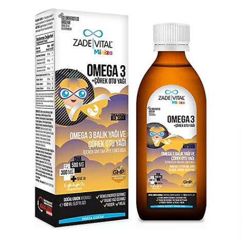 Zade Vital Miniza Omega 3 ve Çörek Otu Yağı 150 ml - 1